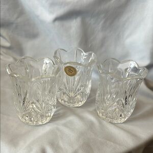 Princess House Royal Highlights 3 Crystal Votive Candle Holder Set